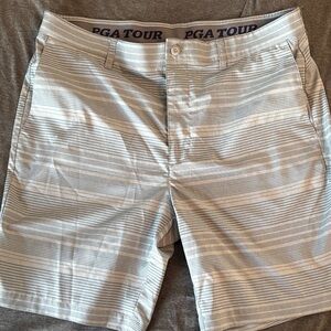 PGA Tour Light Gray Striped Shorts